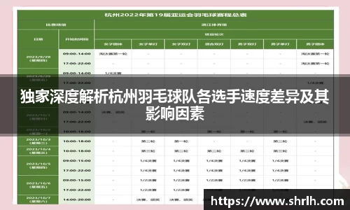 独家深度解析杭州羽毛球队各选手速度差异及其影响因素